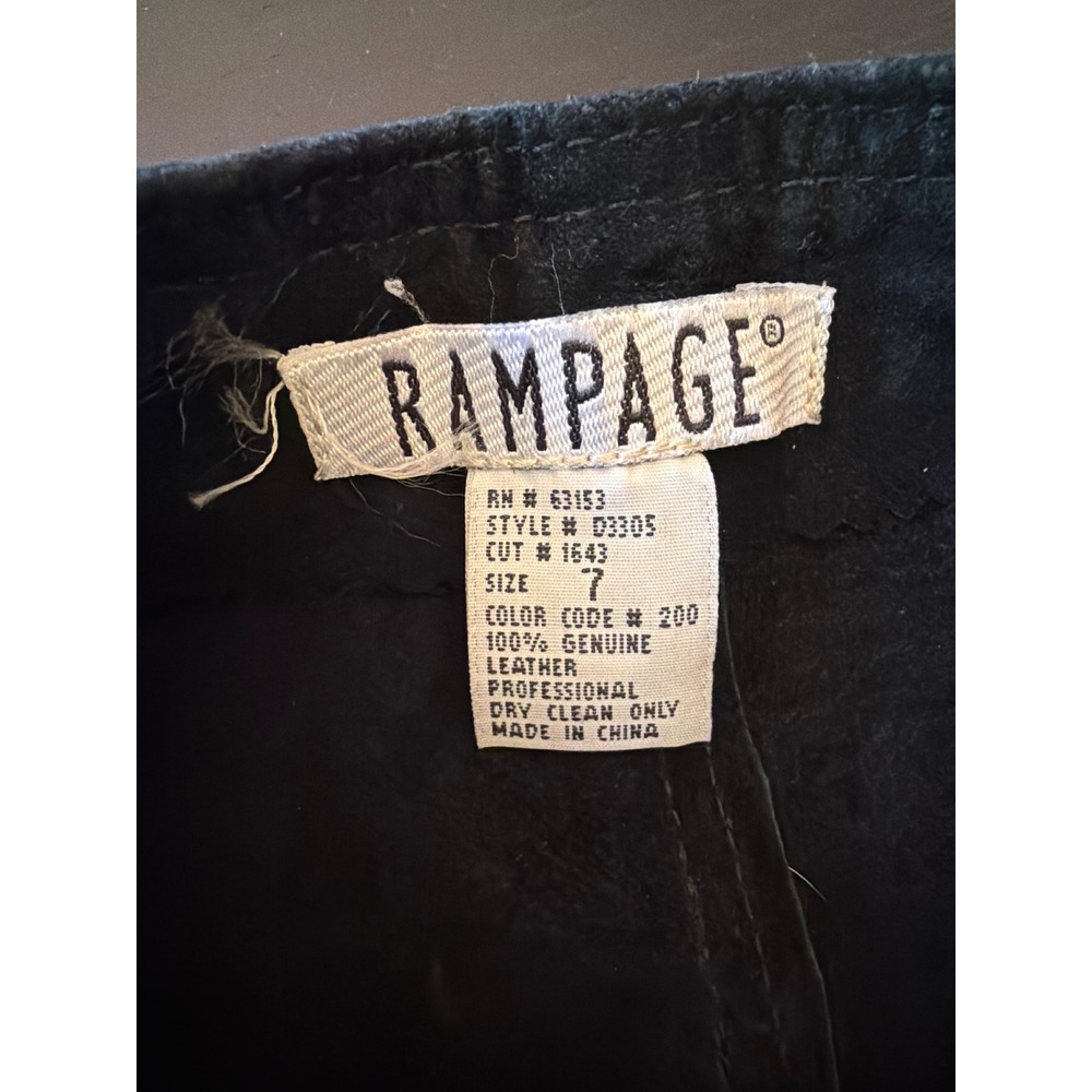 Rampage Mini‎ Skirt Black Guenuine Suede Leather Button Front Vintage 90s - Picture 3 of 5
